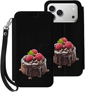 Chocolate Raspberry Lava Cake Cell Phone Flip Leather Case Classic Protection Compatible with iPhone 17/17 Air/17 Pro/17 Pro Max