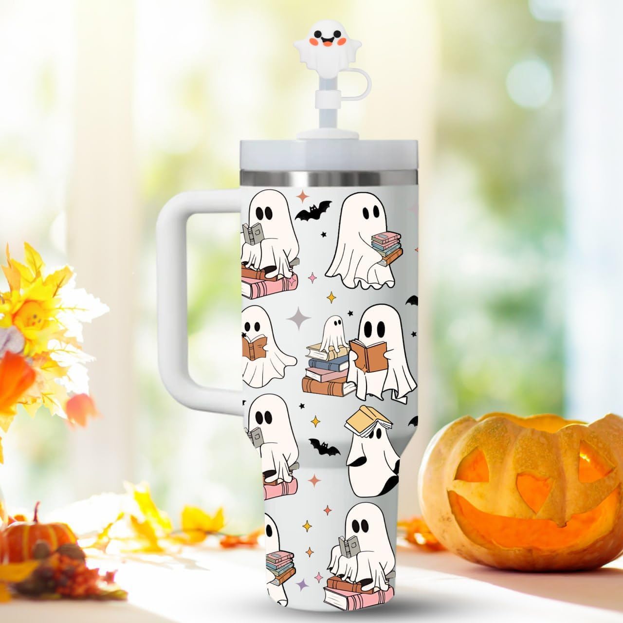 6 PCS Halloween Straw Toppers for Stanley 30&40 Oz Tumbler, 10mm/04in Straw Covers Cap for All 9-10mm Straws, Dust-Proof Reusable Protector Topper for Water Bottle-Pumpkin - Image 3