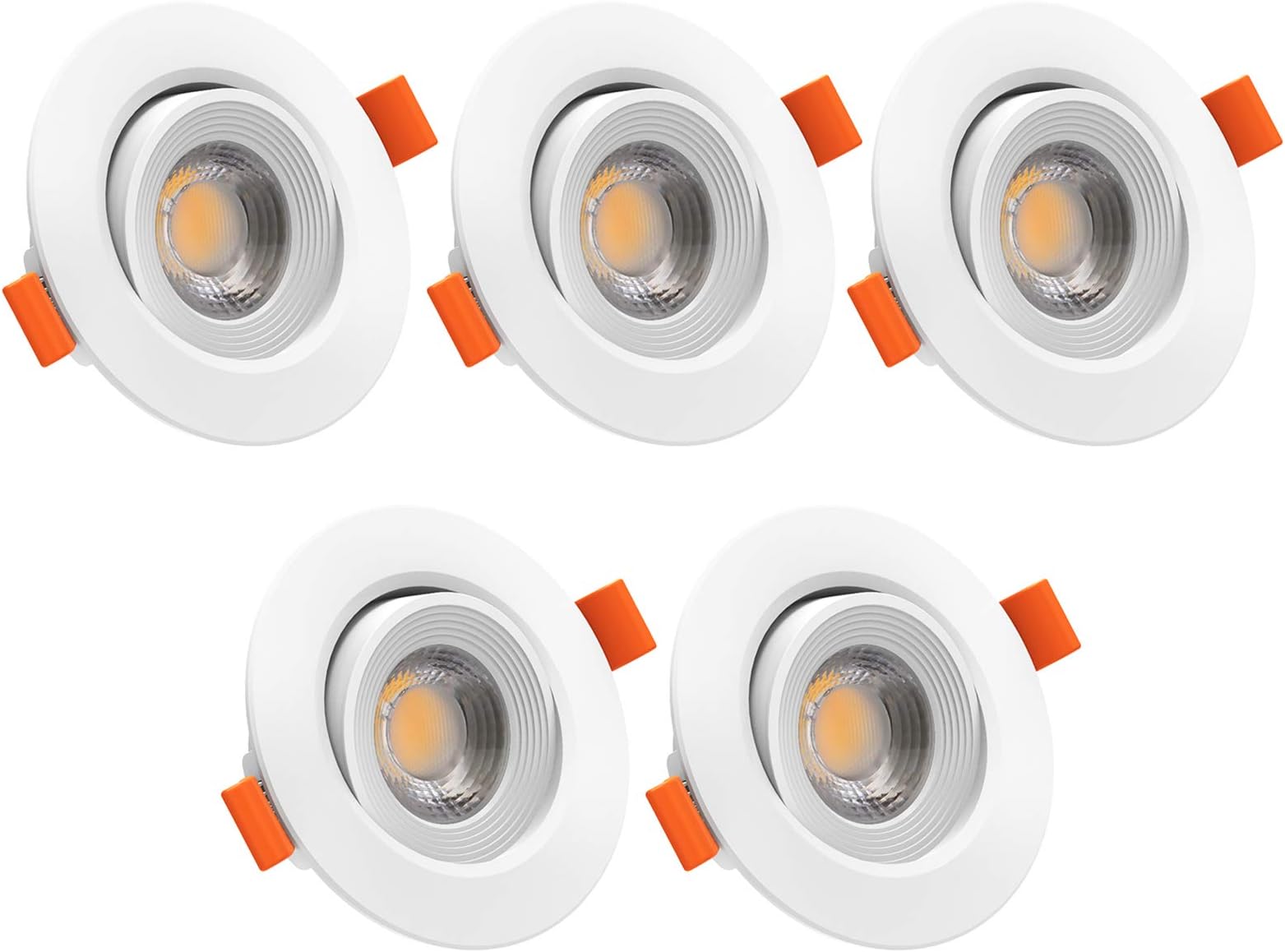 LED Recessed Ceiling Lights, LED downlights, ø 117 mm,Uchrolls 9W 750LM Warm White,Plastic (only 52mm Installation Depth） LED Ceiling Spotlight for Living Room Bedroom Kitchen (Pack of 5)