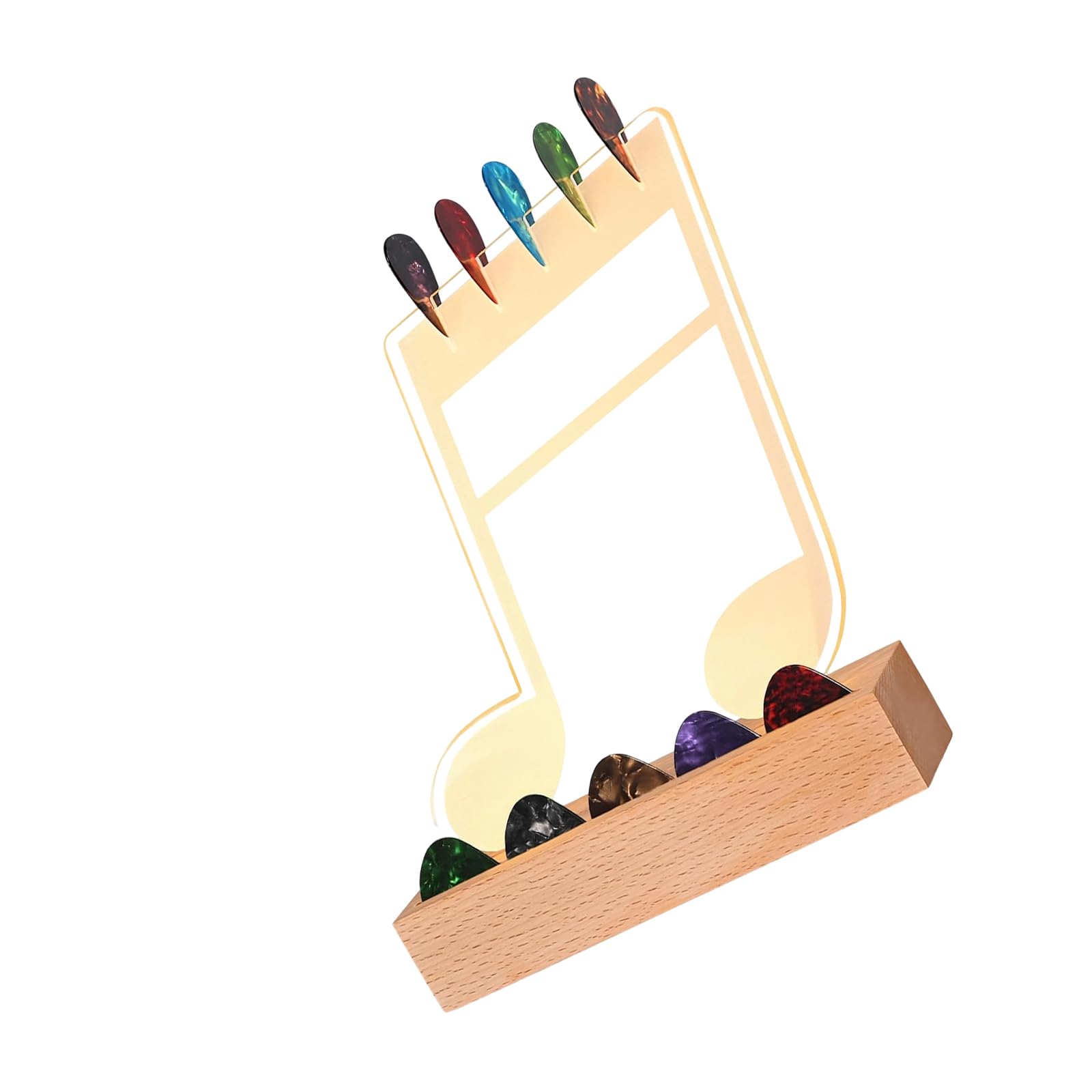 Revolving Multicolor Electric Guitar Pick Display Stand with Colorful Lights and Wood Base Suitable for Home Decorating Stage Ready Guitar Pick Display Accessory