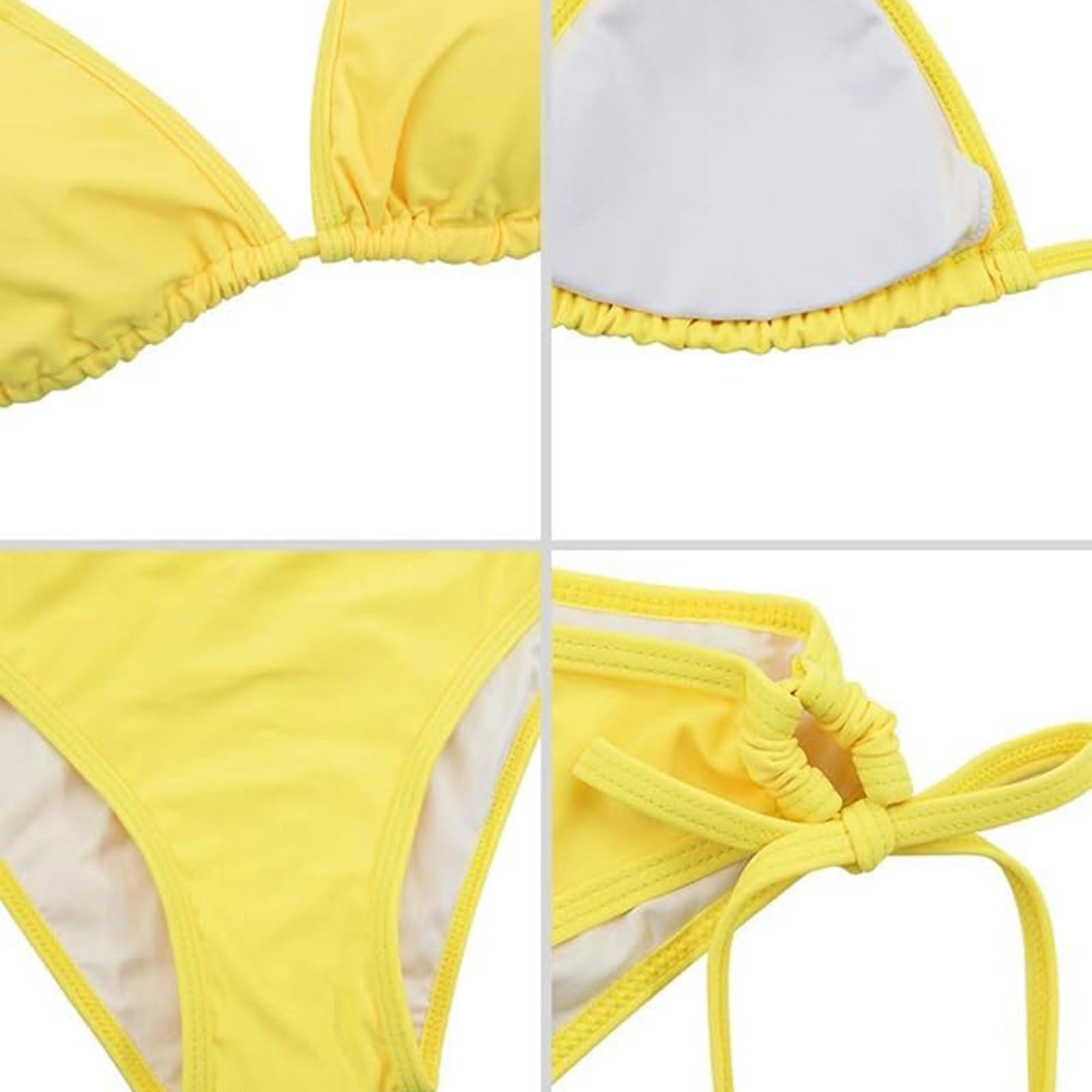 Bikini da donna a fascia, push-up, brasiliano, costume da bagno, rosa, S