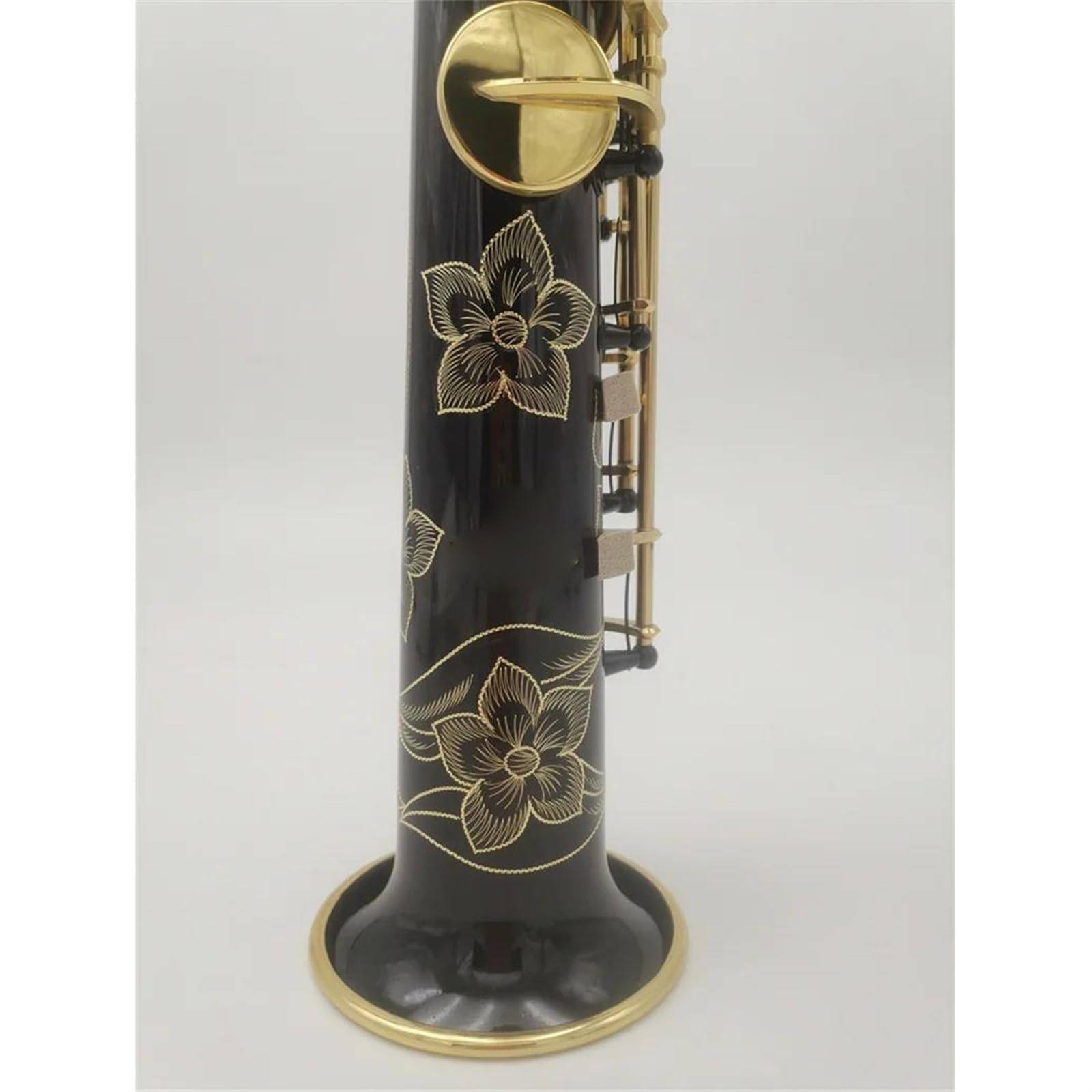 Saksofon Sopranowy BB Flat Straight Gold Laquered Body Profesjonalny Instrument Muzyczny Z Akcesoriami Do Futerału profesjonalny Saksofon (Color : Leather bag)