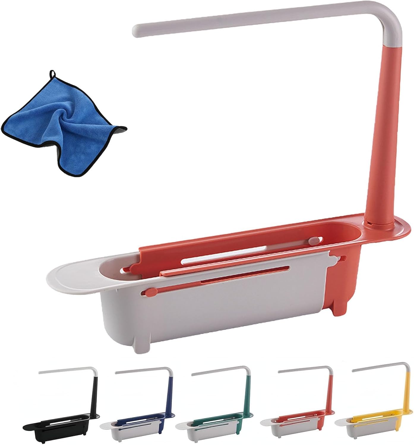Updated Telescopic Sink Storage Rack,Adjustable Drainer Sink Tray Sponge Soap Holder with Expandable Design for Home Kitchen (2PC)