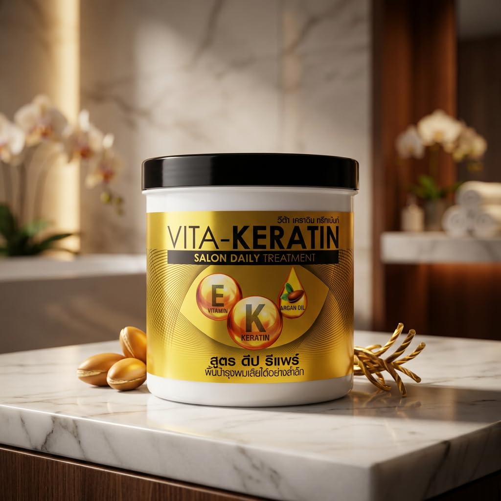 VITA-KERATIN Profesjonalna codzienna pielęgnacja włosów - Odżywcza maska z olejkiem arganowym, keratyną i witaminą E - słoik 600ml