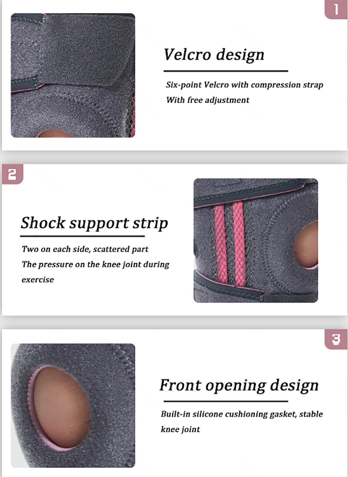 Kniebandage mit Seitlichen Stabilisatoren, Verstellbare Kompressions-Stützhülsenbandage für Männer und Frauen – Arthritis-Schmerzen, Erholung Nach Verletzungen, Laufen, Training,C