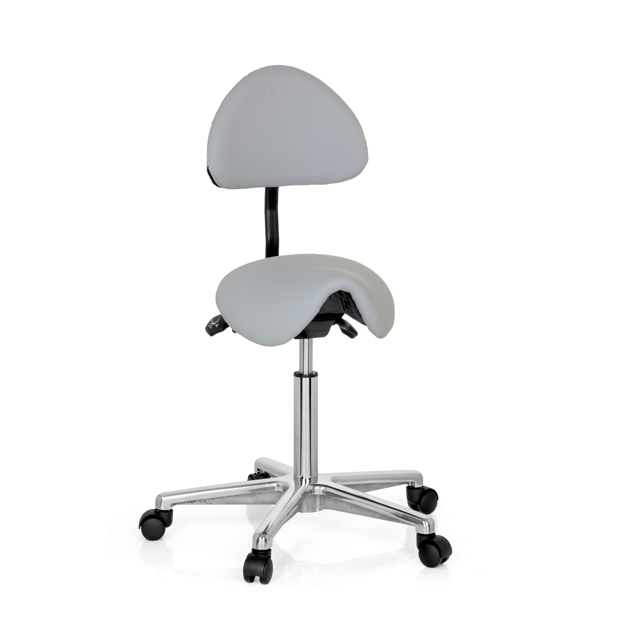 hjh OFFICE 608920 Taburete de Trabajo Top Work 20 Gris, Taburete de Silla de Montar, Respaldo con Ajuste de Altura