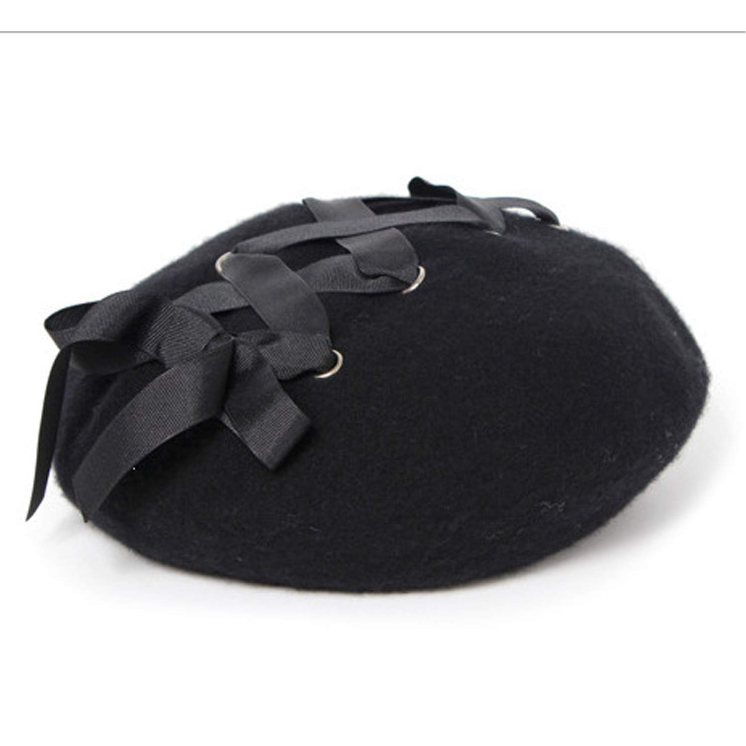 ZXY-XYZXY-XY Fashion Hat Street Lace Bellet Cap Women Fall & Winter Wool Painter Hat (Color : Black, Size : M)