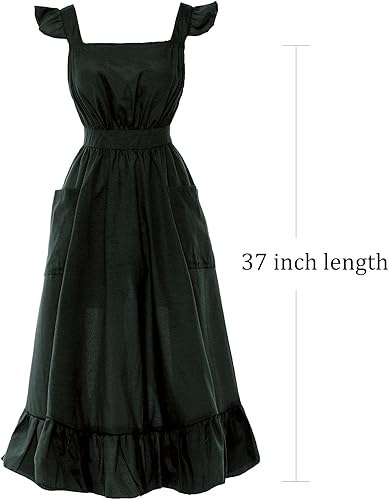 Miniatura 4 de Delantal vintage con volantes para mujer, delantales de cocina de jardín con espalda cruzada