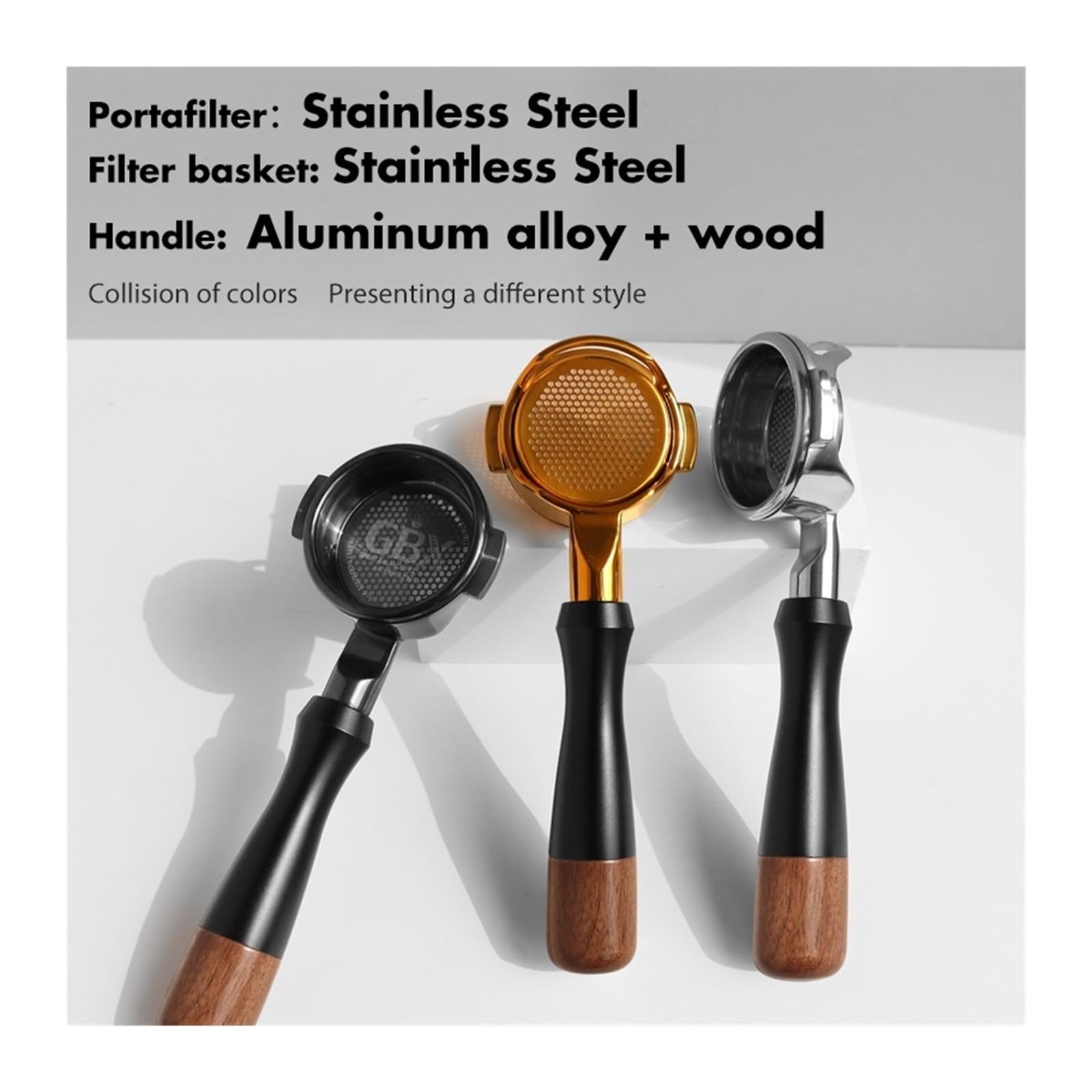 Portafiltro sin fondo for café, cesta de filtro precisa desnuda, compatible con Lelit Flair ECM, 58MM E61, accesorios for máquina de café expreso, herramienta Barista | 58mm GBX 15g GD