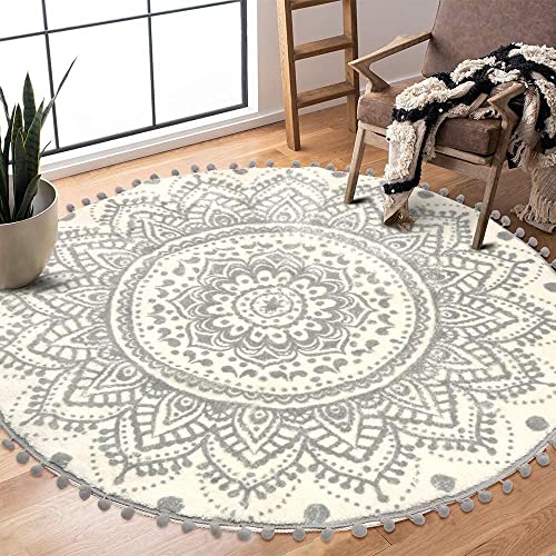 KIMODE Boho Round Rugs Living Room 120cm