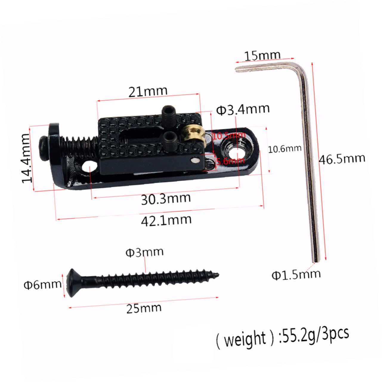 HANABASS Guitar Bridge for Bass Guitar Lightweight Black Replacement Resistant Easy to Install Smooth Surface for Use for Upgrading Your Instrument