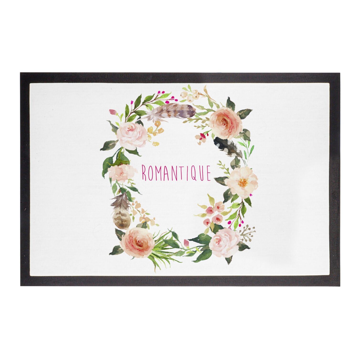 Paillasson Saint Valentin couronne de fleurs pour embellir votre entrée romantique