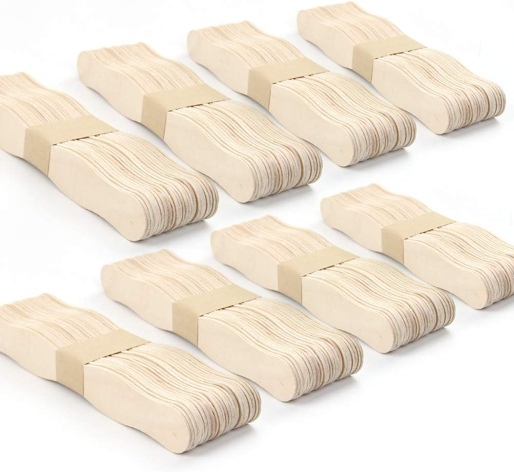 8 Inch Wavy Wooden Fan Sticks, Natural Wood Fan Handles for DIY Crafts, Wedding Programs, Party Decorations, 200 PCS