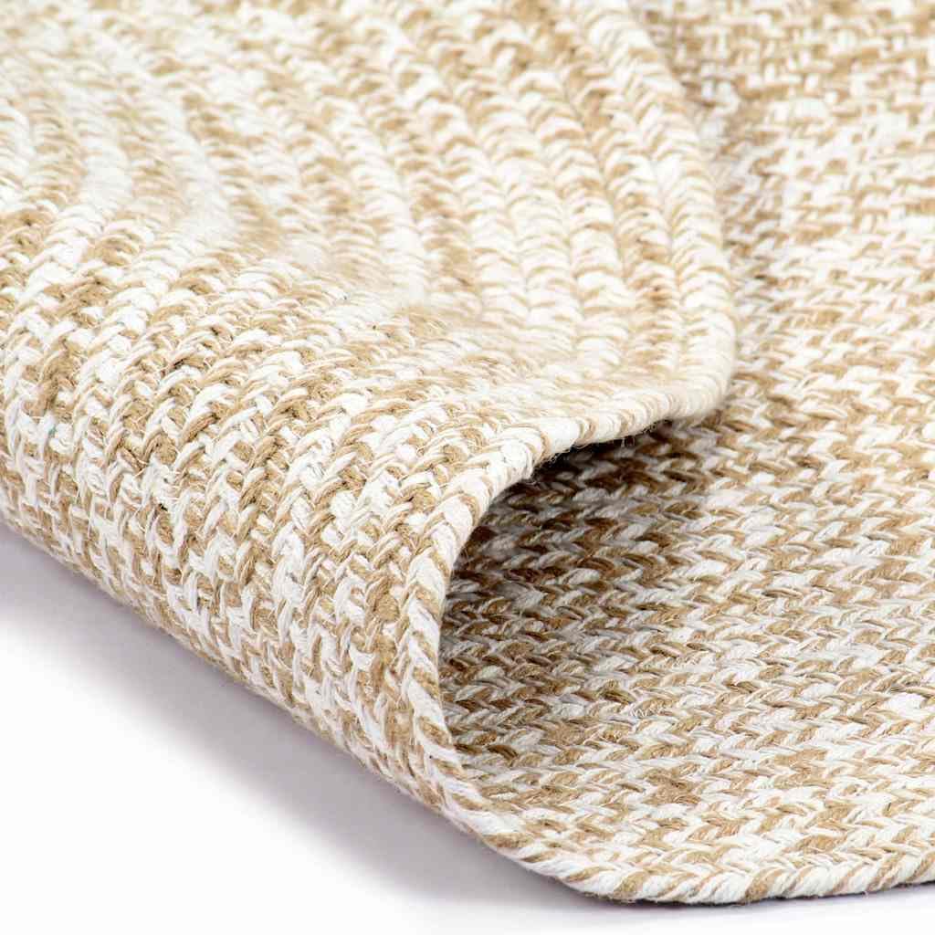 Tapis en jute tissé à la main en jute et coton naturel 90 cm - Tapis tressé pour votre intérieur, doux et durable