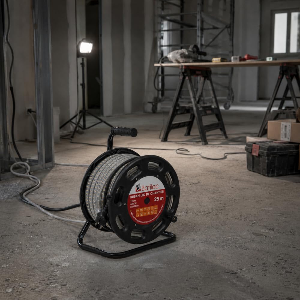 BATILEC - Kabeltrommel für LED-Streifen, 25 m, 6000 Kv – Schutz IP65 – 22500 Lumen