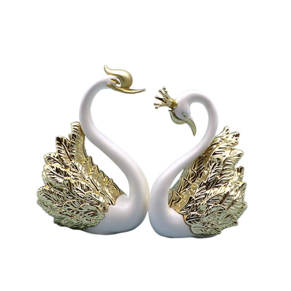 BESPORTBLE Squirrel Toys - Swan Christmas Decorations, 2 Pcs Swan Figurine Sculpture Set for Office, Home, Windowsill