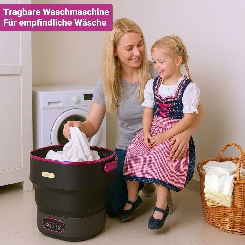 13L Faltbare Mini Waschmaschine, Tragbare Waschmaschine Mit Schleuderkorb & 4 Waschprogrammen, Tiefenreinigung Für Unterwäsche Und Babykleidung, Ideal Für Camping, Wohnmobil, Reise & Wohnung