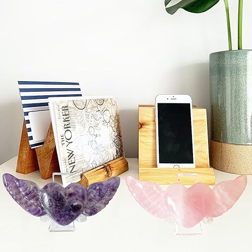 Miniatura 6 de Corazón de cristal Amatista Natural Corazón Piedra curativa Piedras en forma de corazón Amatista Corazón de cristal con alas