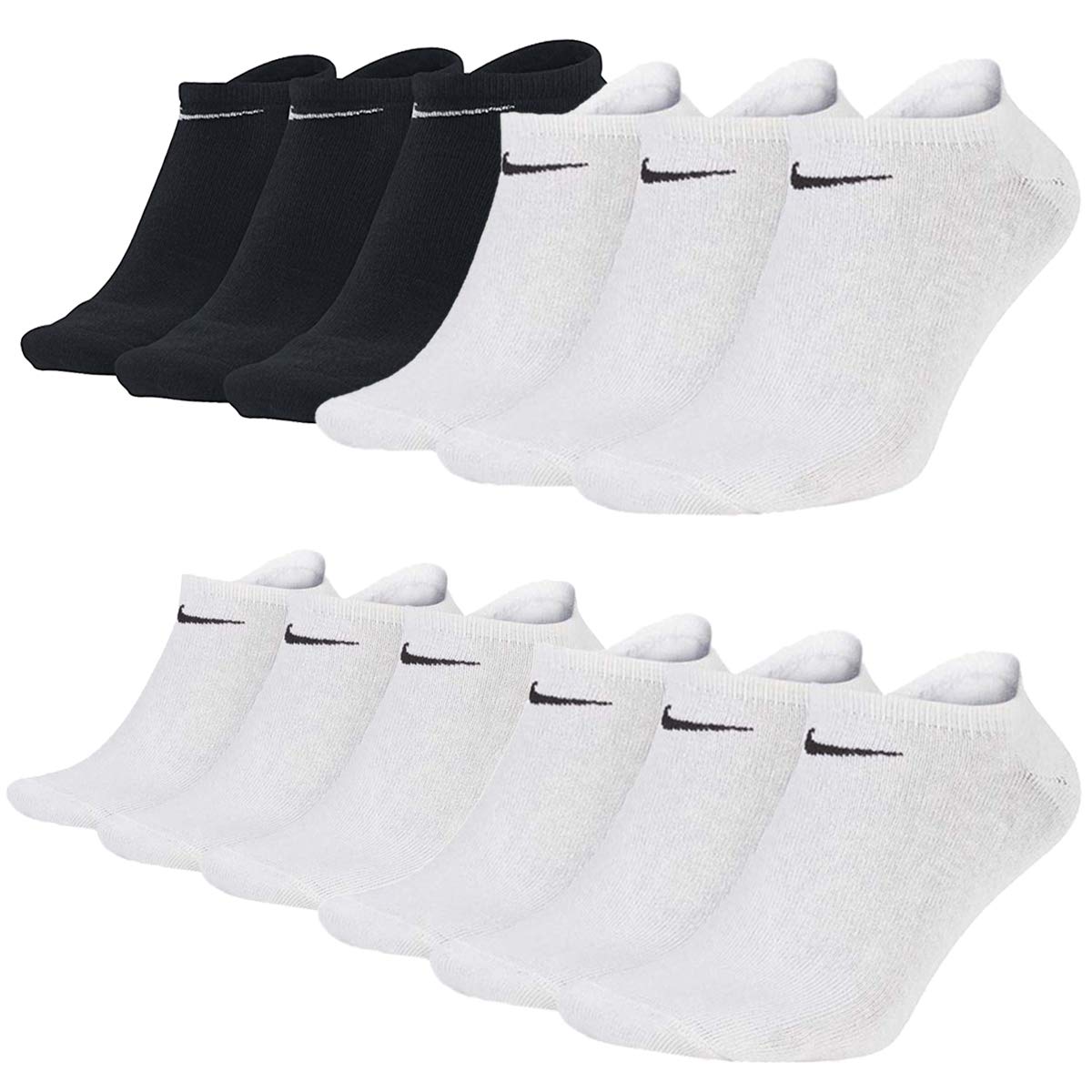 Nike Everyday SX7678 skarpety do sneakersów, 12 par, białe, szare, czarne, uniseks, czarny / biały / biały / biały, 46-50 EU