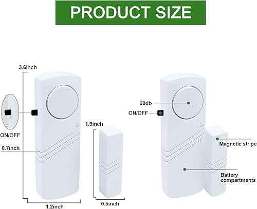 Miniatura 8 de Alarma de puerta y ventana, sensor de alarma de puerta de 90 dB para seguridad de los niños, seguridad del hogar, alarma antirrobo de ventana de