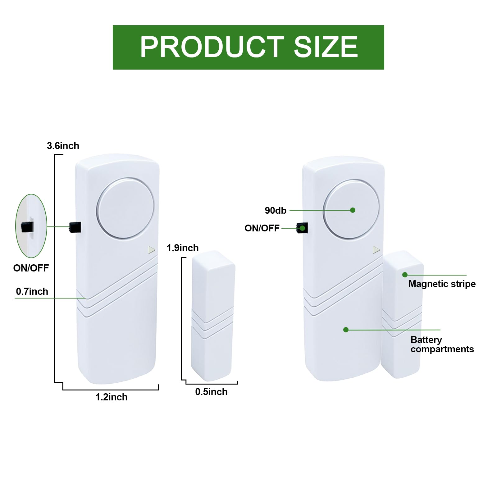 Alarma de puerta y ventana, sensor de alarma de puerta de 90 dB para seguridad de niños, seguridad del hogar, alarma antirrobo de ventana de puerta, alarmas de piscina para el hogar, apartamentos