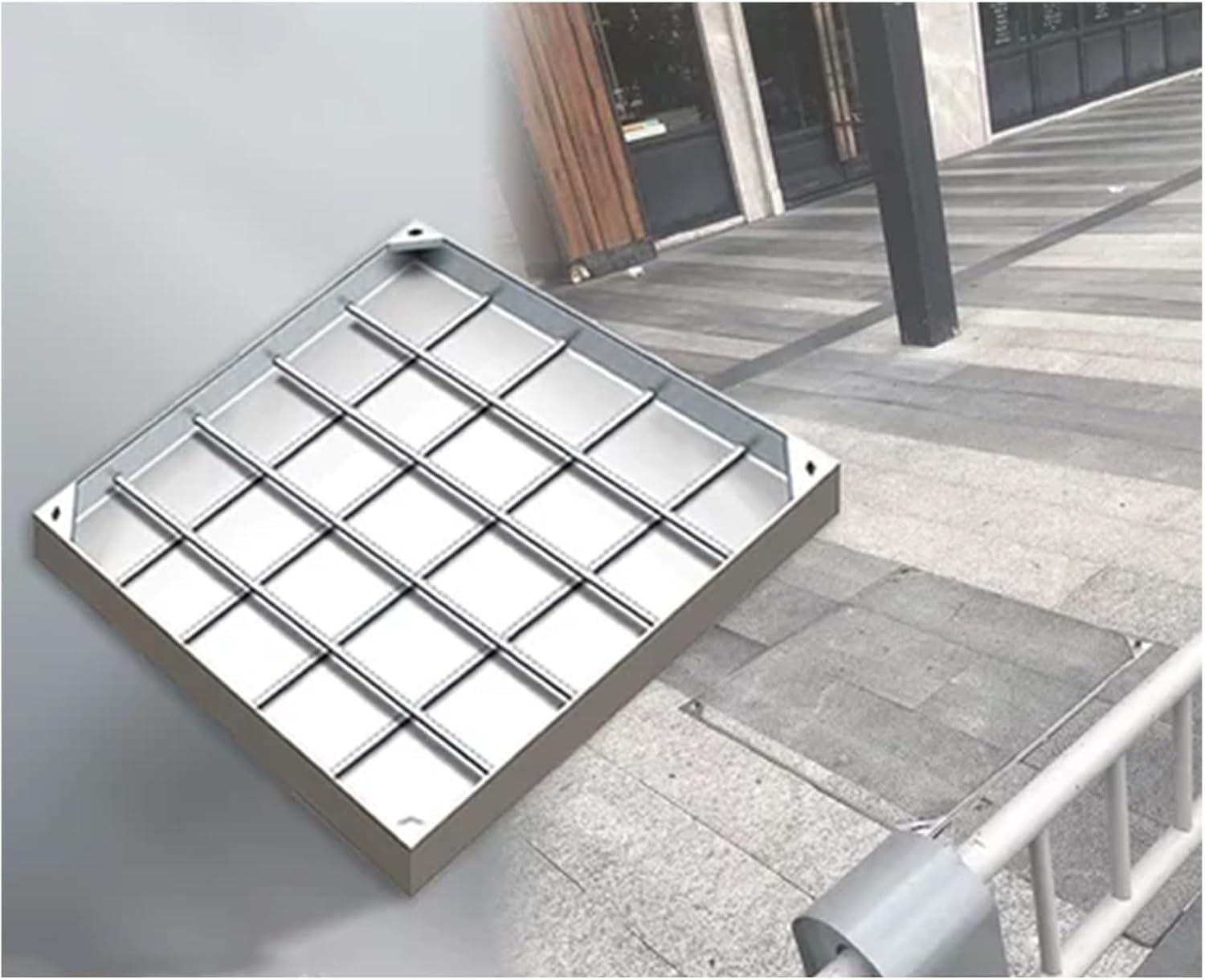 GJMSSMY Invisible Inspection Cover Stainless Steel Access Hatch for Patios Gardens Schools Courtyards (5cm 40x40cm/15.7x15.7in) - Durable Flush-Mount Design