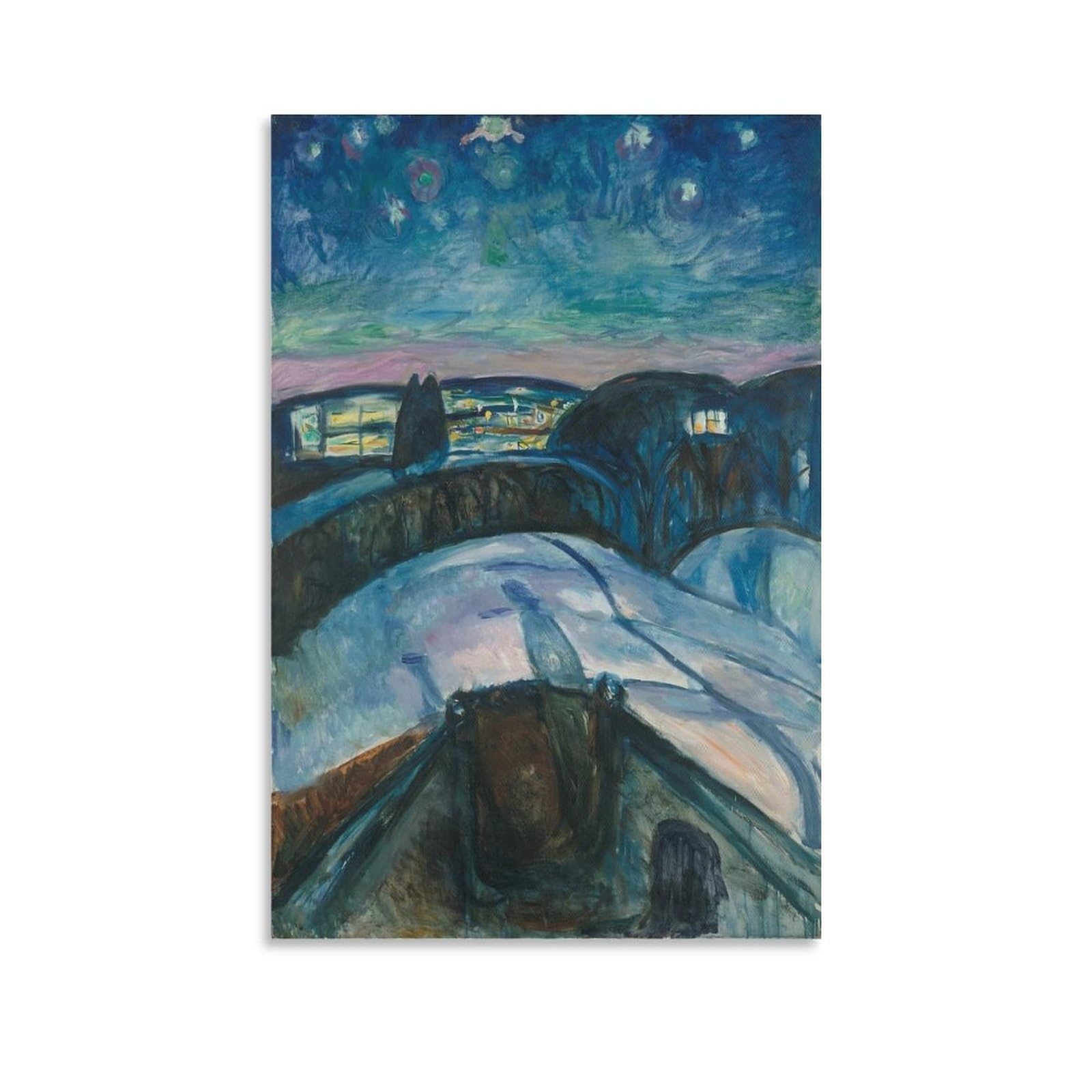 Amazon.co.jp: Edvard Munchエドヴァルド・ムンク絵画作品印刷『星月夜