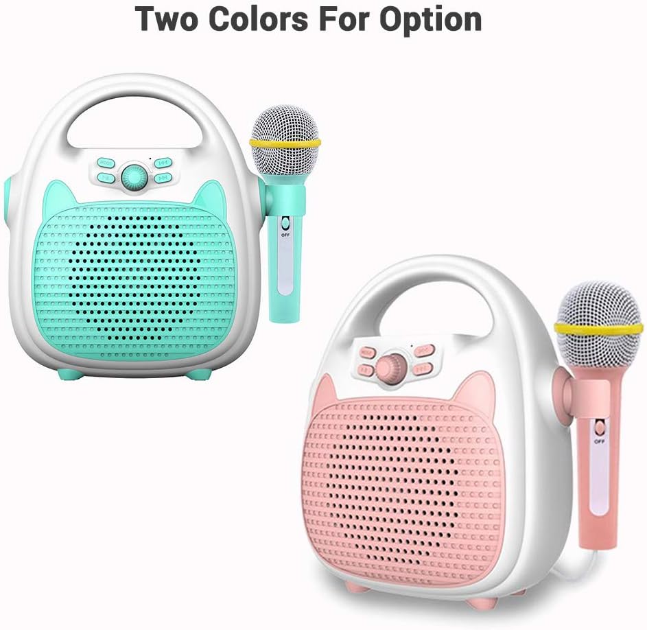 Karaoke Machine Rechargeable Portable Karaoke Speaker with Microphone BT/Memory Card/USB Connectivity Lights for