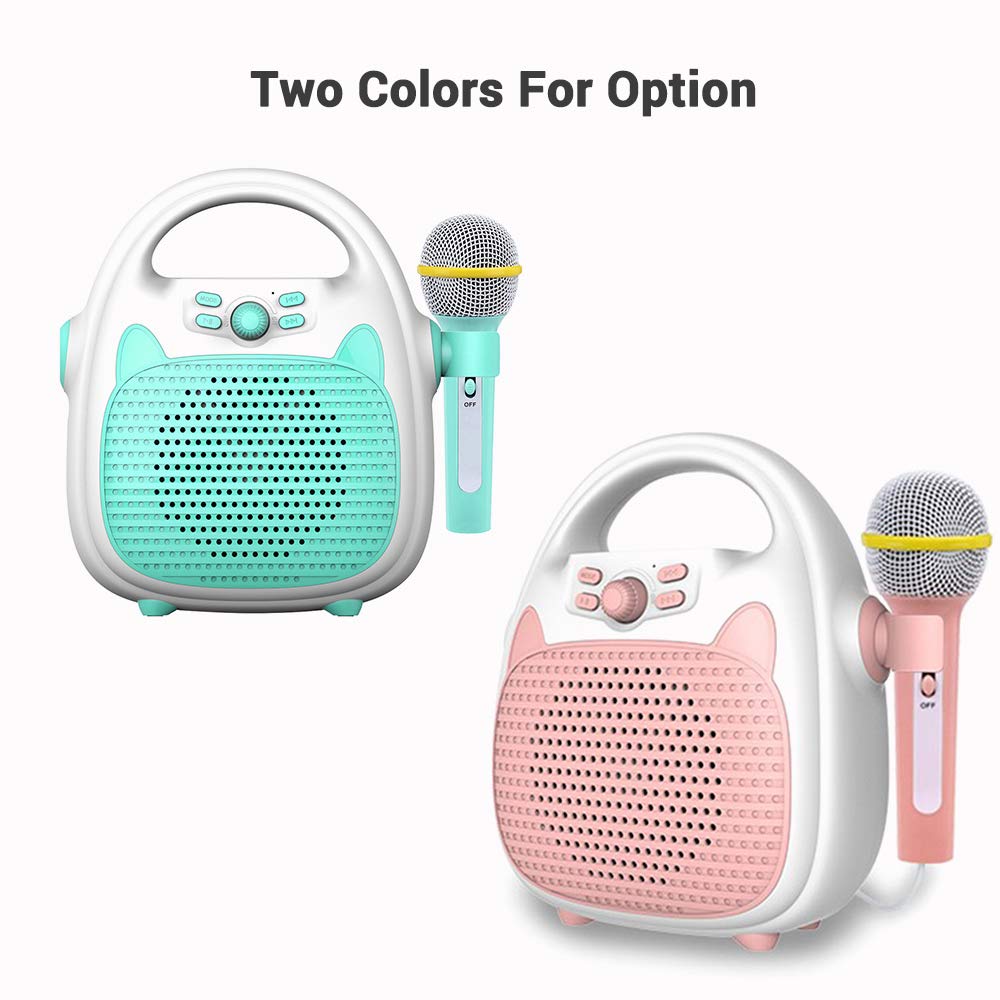 HUIOP Máquina de Karaoke Altavoz de Karaoke portátil Recargable con micrófono BT/Tarjeta de Memoria/Luces de conectividad USB para niños y niñas,Karaoke para niños