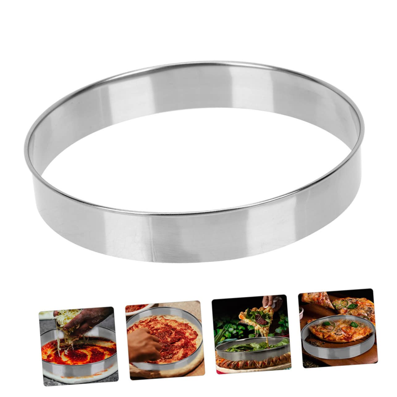 Cabilock 3 Pièces Fournitures de gâteau Anneaux de gâteau au Fromage Cercles à pâtisserie Accessoire Pizza Accessoires Pizza Crêpes Cercle à Pizza réutilisable Anneau de pâtisserie ménager