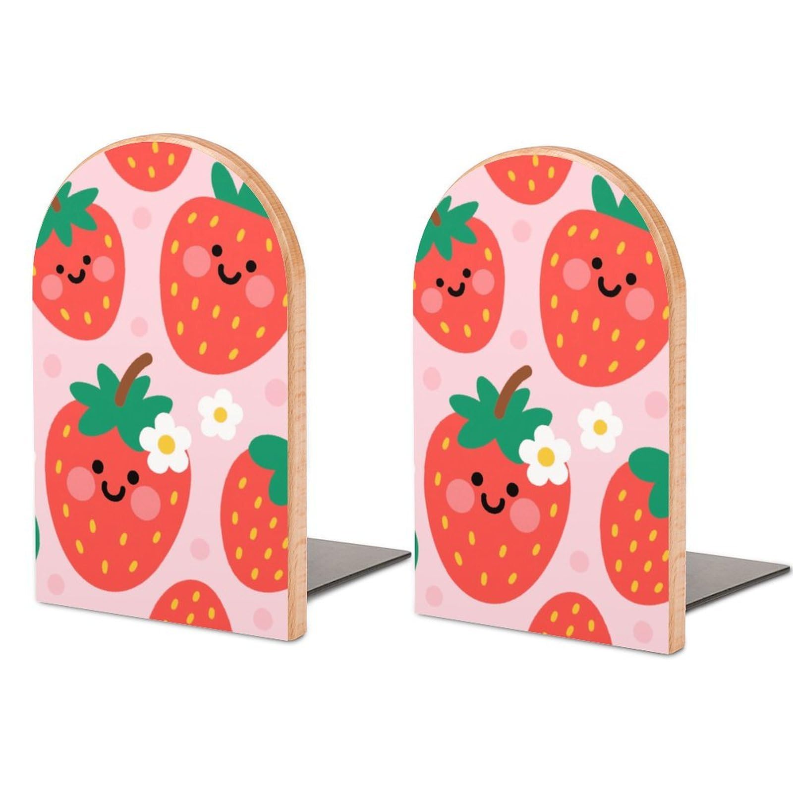Serre-livres en bois fraise pour décorer une bibliothèque de salon moderne