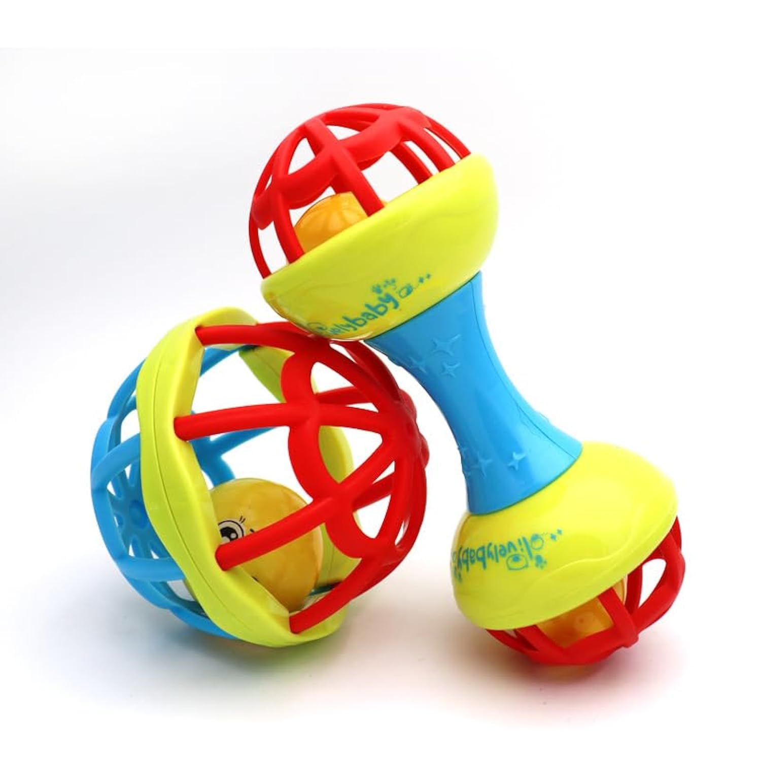 ZABEES Rattle The Bell Crinkle Baby Toy Infant Teethers Teeth Grinding Teethers Chew Toys for Kids Infant Developmental Toys Musical Toys Teethers for Baby Rattle Shaker Toys Toddler (2pcs)