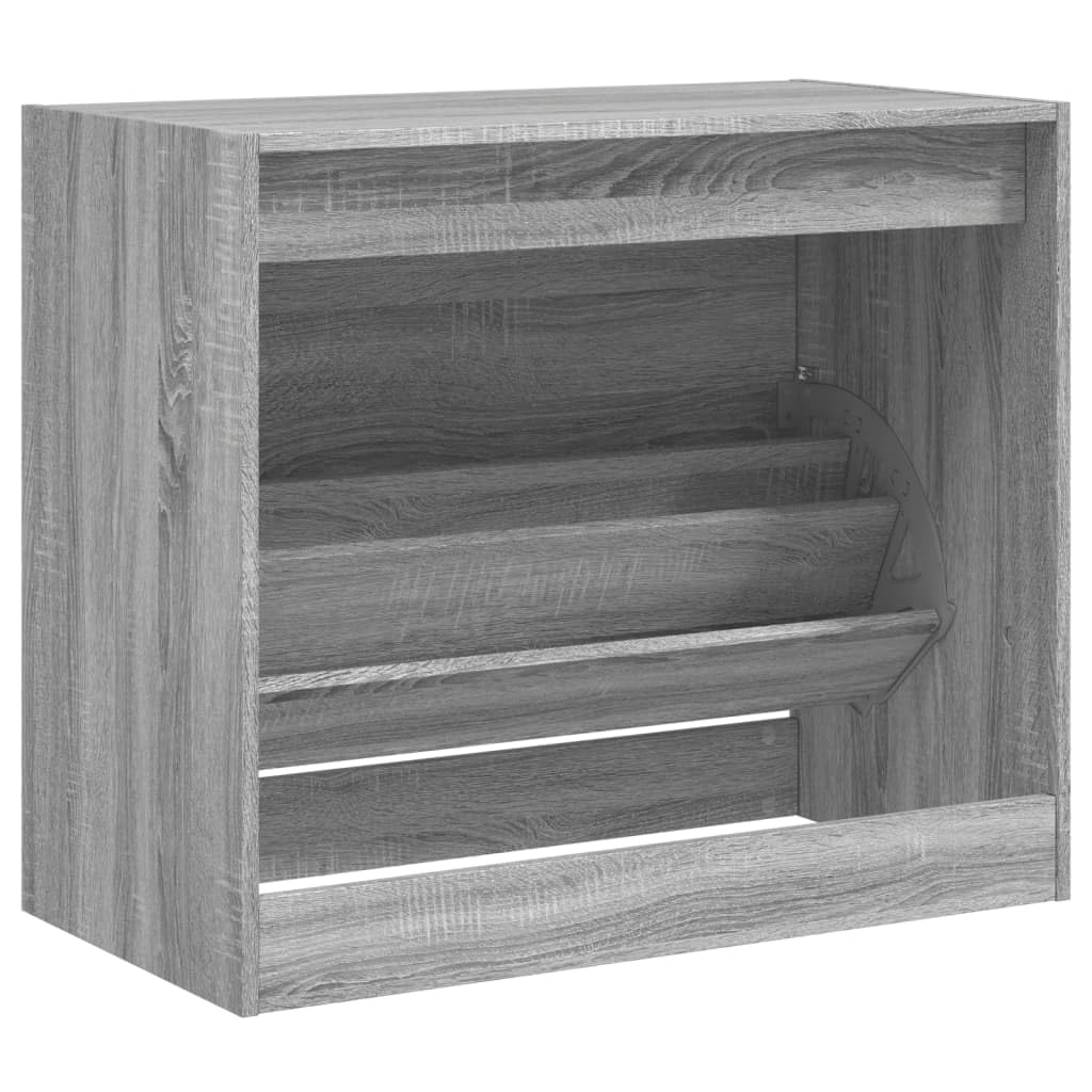 Armario para zapatos Sonoma Gris 80x42x69 cm Madera de ingeniería | 1 cajón plegable de 3 niveles, diseño compacto, tapa resistente para decoración, montaje en pared incluido