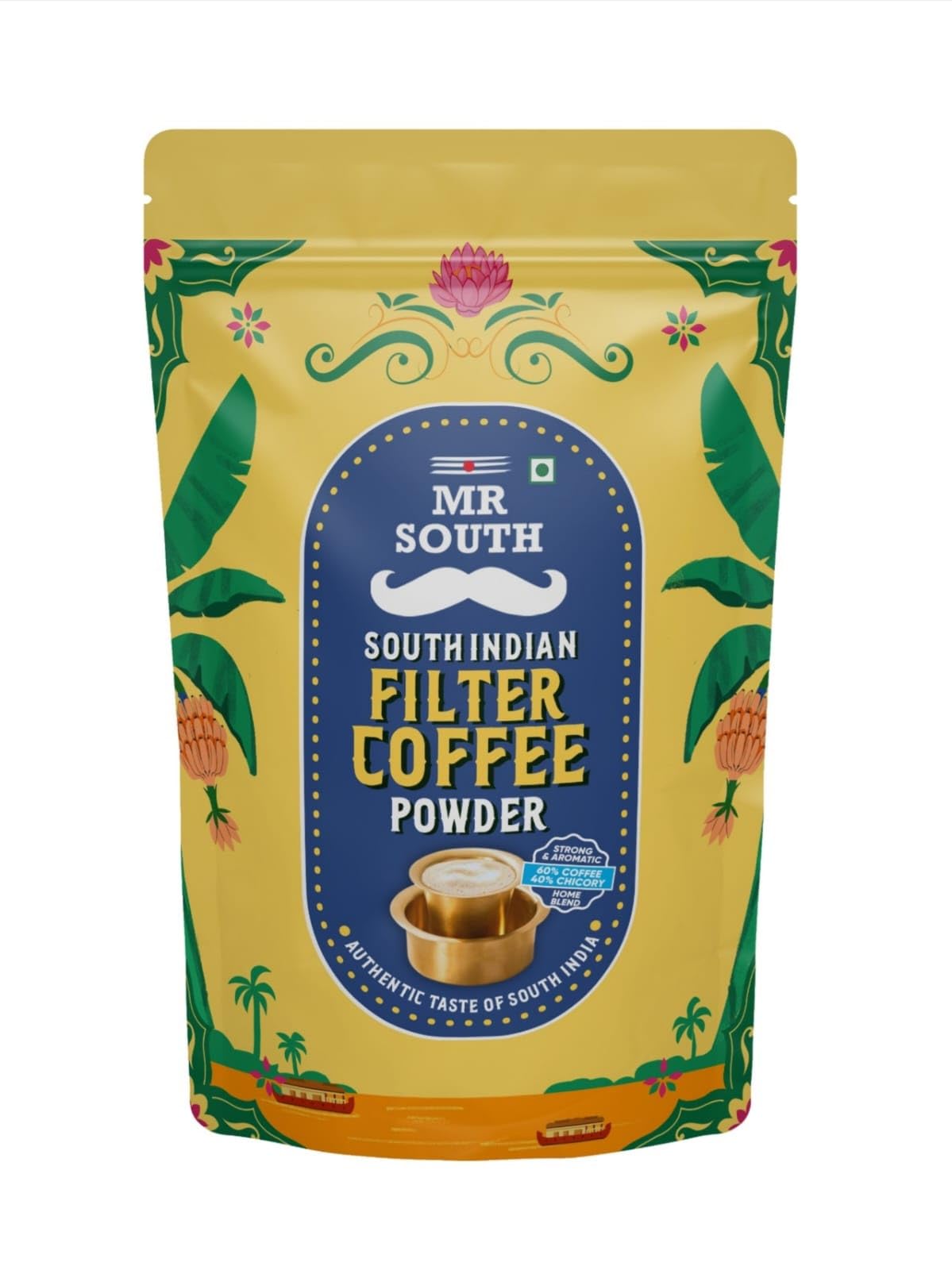 Mr South Home Blend | 200g Pouch | South Indian Filter Coffee Powder | Strong & Aromatic | 60% Coffee - 40% Chicory | Mixture | Freshly Roasted Ground Coffee | Delicious Coffee Anytime