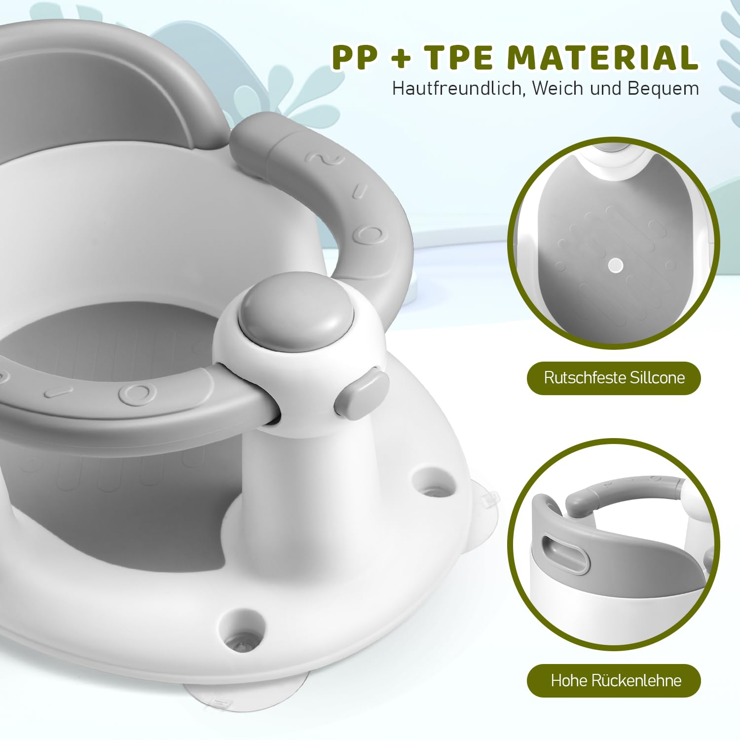 Baby Badesitz - Badewannensitz ab 6 bis 24 monate - Badewannen mit 4-starken Saugnäpfen und 360° Rundumschutz - Baby Bath Seat - Bad Dusche Geschenke für Neugeborene und neue Mütter
