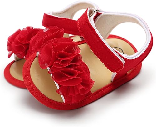 Miniatura 3 de COSANKIM Sandalias de verano para bebés y niñas con suela suave de flores, zapatos de vestir para cuna, recién nacidos, para recién nacidos, para