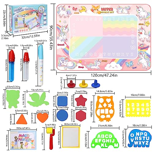 LEcylankEr Wasser Doodle Matte 120x90cm Wassermalmatte (Einhorn) – Ansicht 2