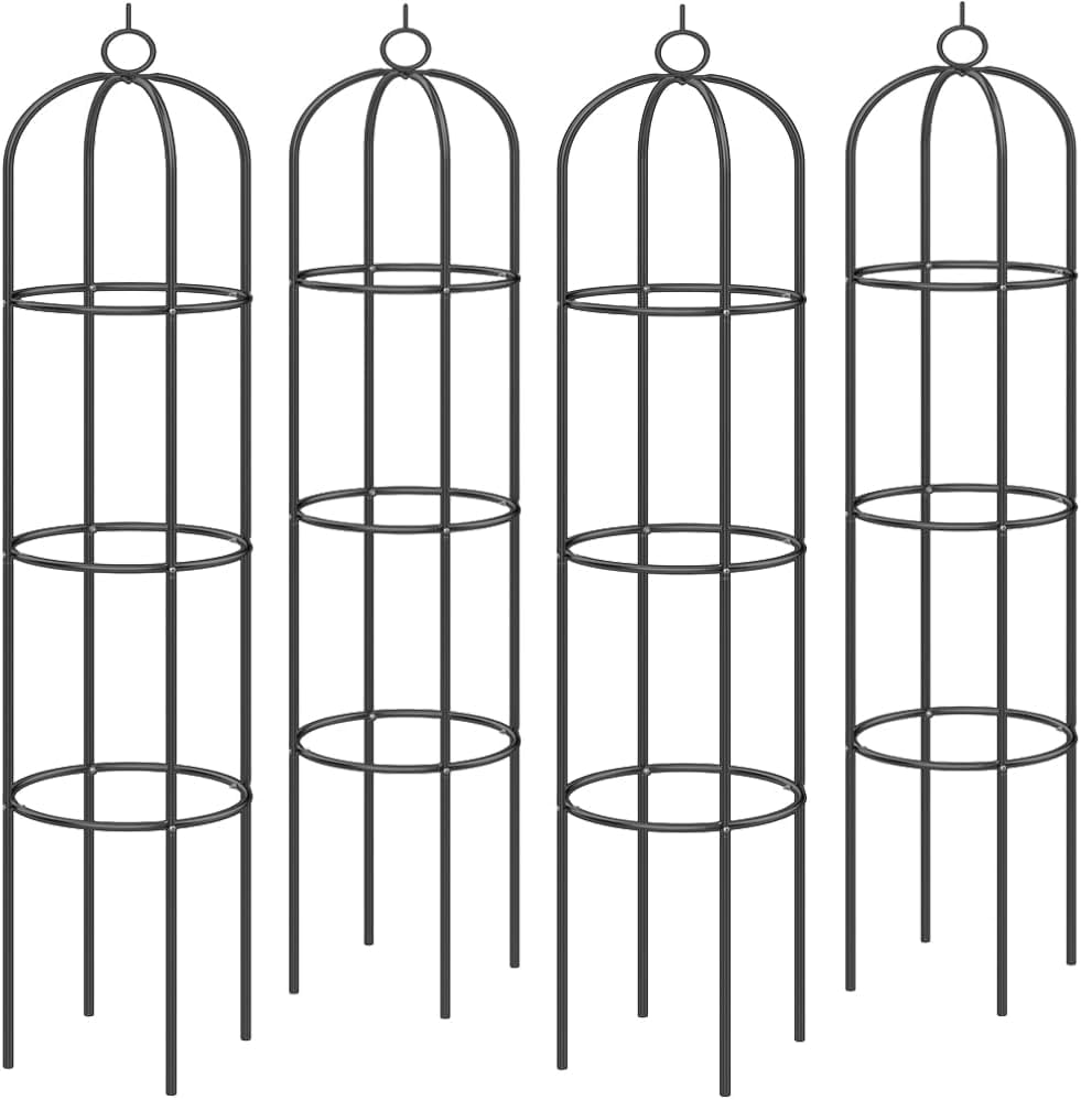 GARDEBRUK® 4x Garden Obelisk with Black Powder Coated Steel Frame