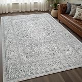 Goideal Washable Rug 4x6, Gray Area Rugs Non Slip, Indoor Low Pile Carpet with Rubber Backing for Living Room Kitchen Bathroom Entryway Office Bedroom