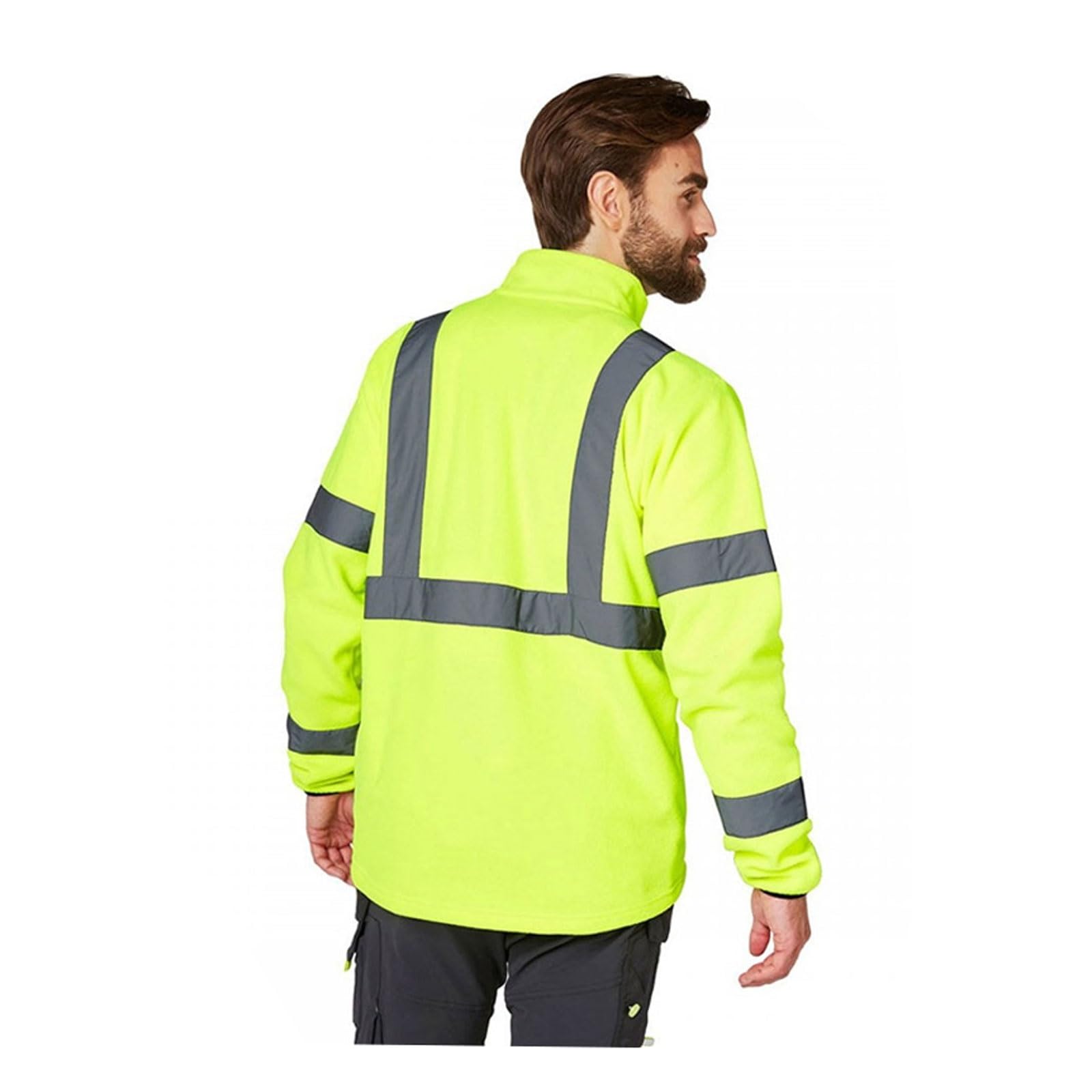 Camisa reflectante de alta visibilidad con bolsillo y cremallera, suéter de trabajo de polar for hombre, chaqueta de seguridad. chaleco reflectante