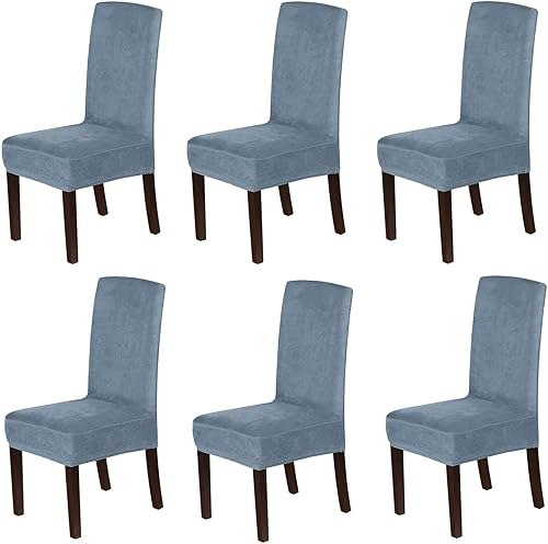 Fundas de terciopelo para sillas de comedor, fundas elásticas suaves y gruesas, tela de terciopelo sólido para sillas de comedor, fundas protectoras