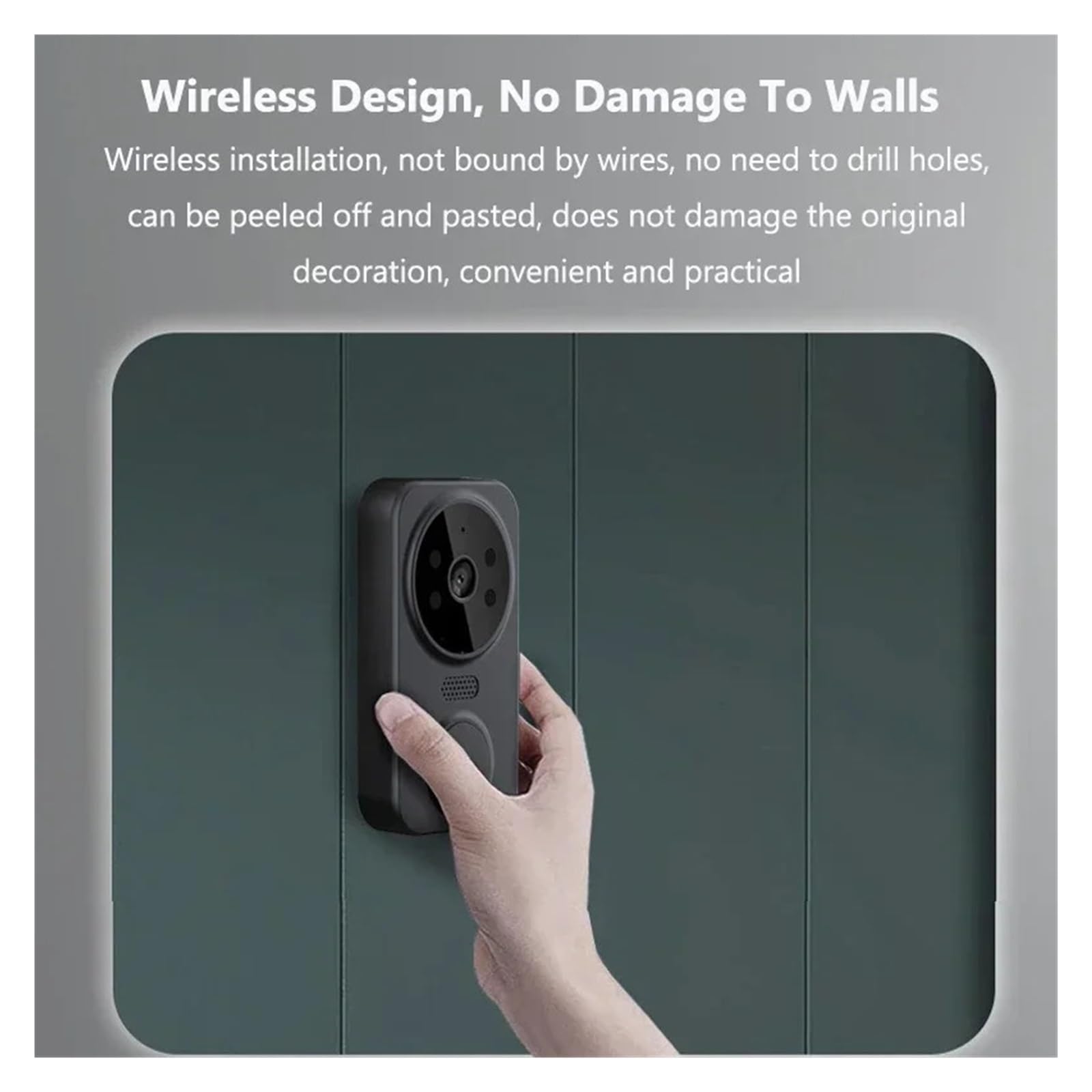 Citofono visivo senza fili WiFi Tuya monitoraggio remoto (nero)