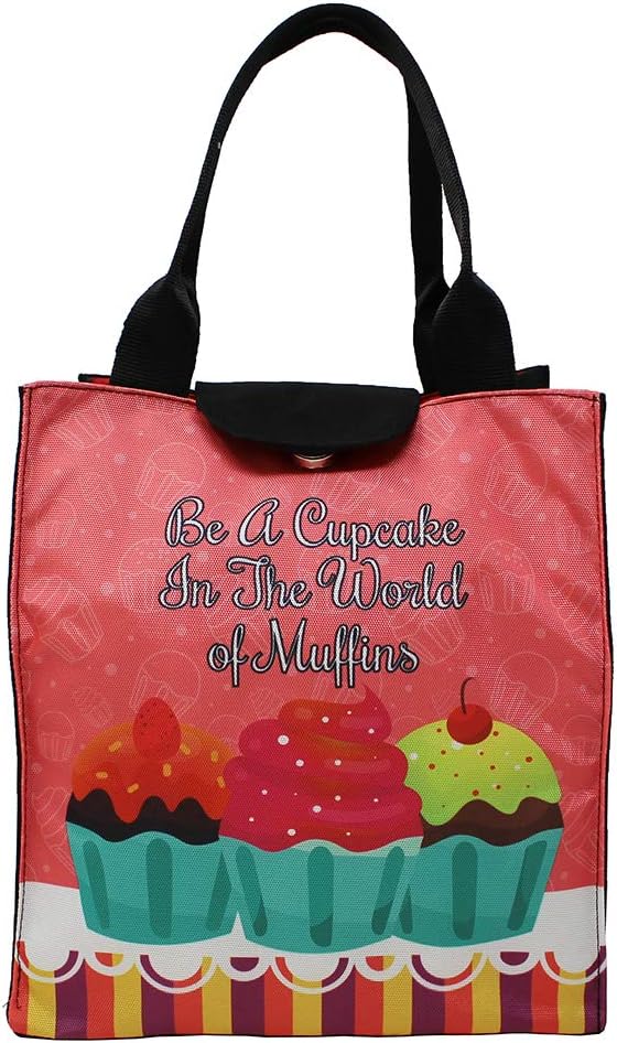 The Rosette Imprint Insulated Lunch Bag for Kids Boys & Girls - Waterproof, Eco-Friendly & Durable Tiffin Bag | Spacious 9x6x10 in | School, Picnic, Travel | Adorable Vibrant Cupcake Print