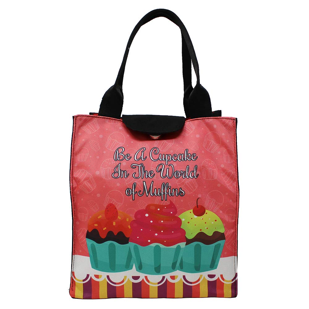 The Rosette Imprint Insulated Lunch Bag for Kids Boys & Girls - Waterproof, Eco-Friendly & Durable Tiffin Bag | Spacious 9x6x10 in | School, Picnic, Travel | Adorable Vibrant Cupcake Print