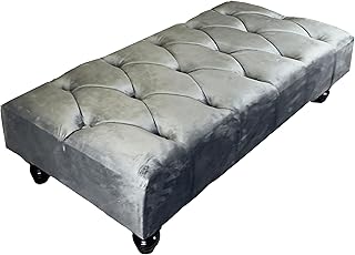 ISTOOLS Chesterfield Footstools for Living Room Upholstered Ottoman Bench-Velvet Pouffe Stool Change Shoe Footrest with Attractive Buttons and Legs