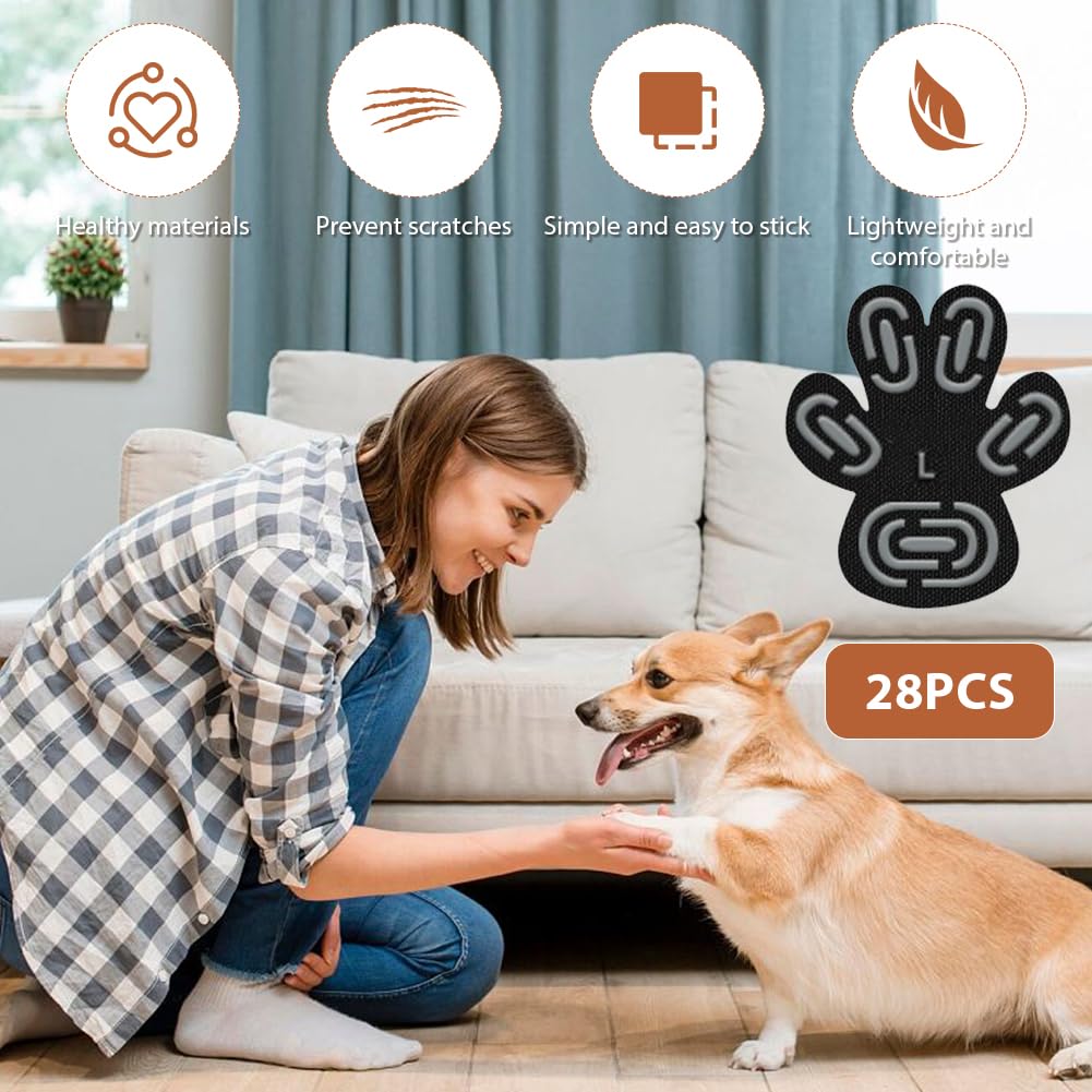 Lot de 28 protections de pattes pour chien, antidérapantes, autocollantes, en gel de silicone, protection contre les brûlures, chaussures antidérapantes pour chiens âgés et malades (L)
