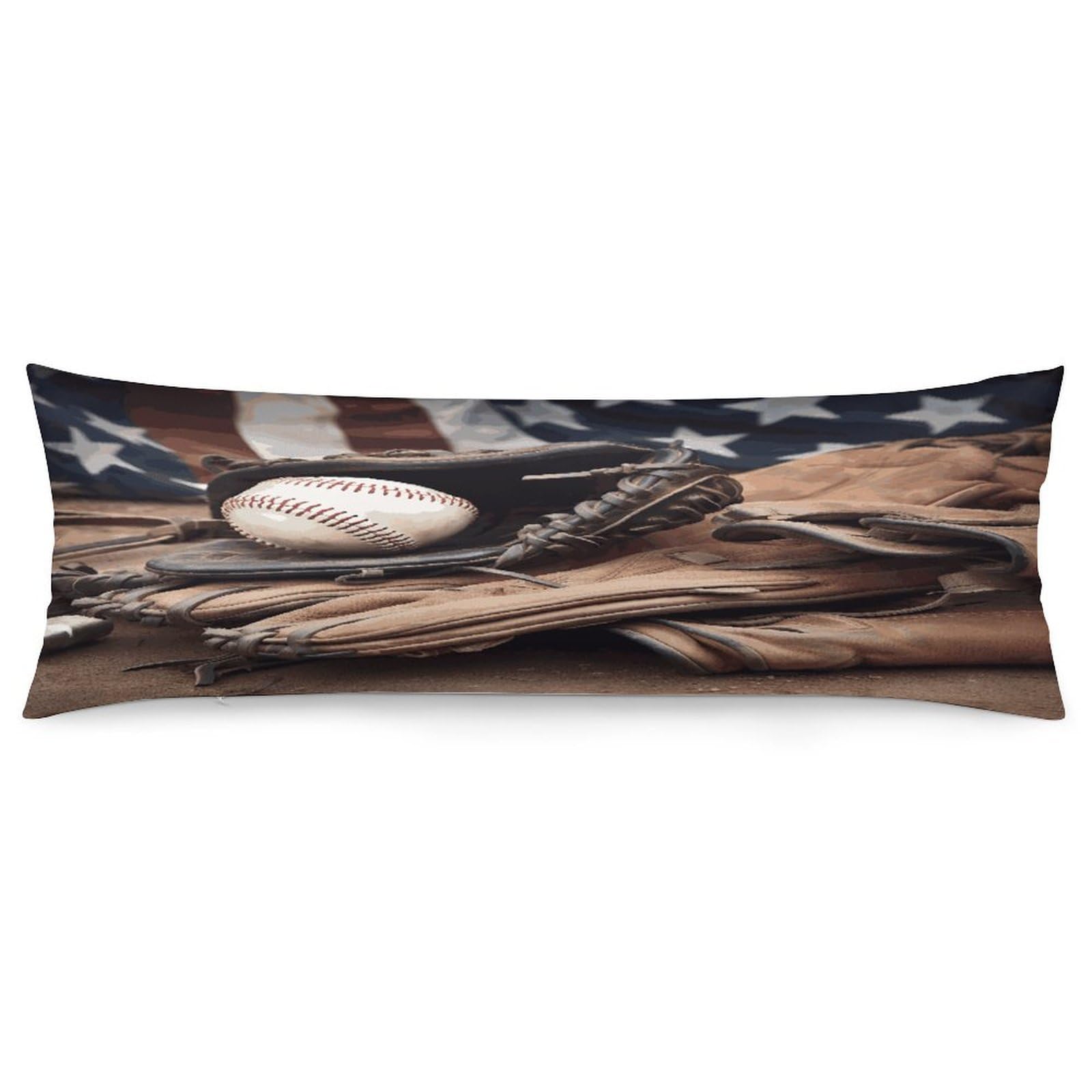 Baseball Equipment Pillow Cover with Zipper Pillow Case Super Soft and Cozy Body Pillowcase 19 X 53 Inches Luxury Long Pillowcase for Couch Sofa Chair Bed Home Decor Pillows Cover