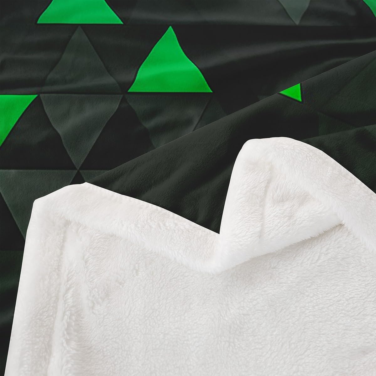 Erosebridal Modern Geometric Kids Sherpa Blanket Triangle Pattern Fleece Blanket Blue Green Ombre Throw Blanket Twin 60"X80" for Boys Girls Bed,3D Neon Honeycomb Flannel Blanket