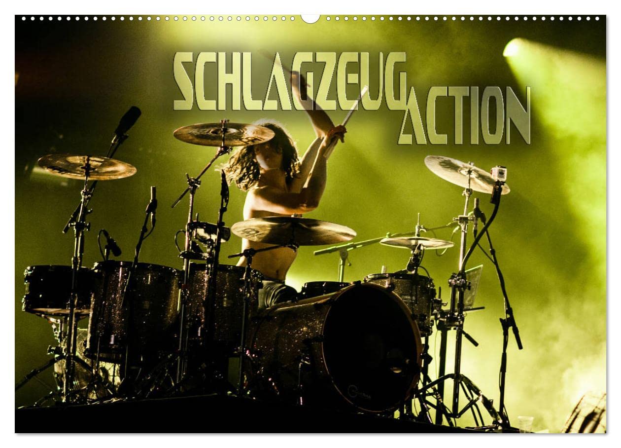 Schlagzeug Action (Wandkalender 2026 DIN A2 quer), CALVENDO Monatskalender: Dynamische Konzertaufnahmen von Schlagzeugen aus verschiedenen Perspektiven (CALVENDO Kunst)