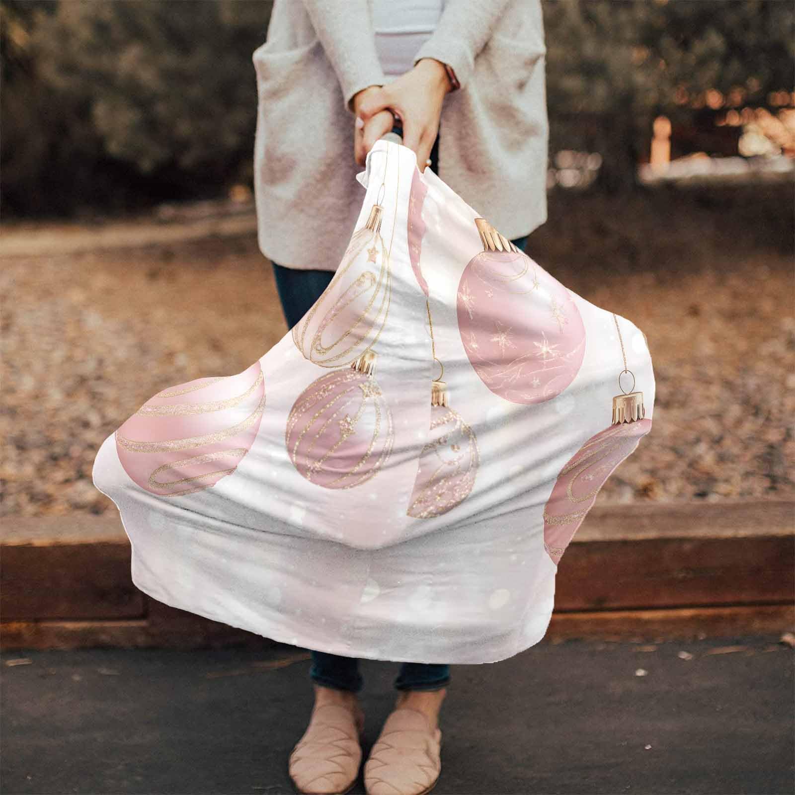 Nursing Cover for Breastfeeding Scarf, Light Pink Sparkle Christmas Ball Baby Car Covers Super Soft Multi Use for Canopy Shopping Cart Cover Blanket Stroller Cover